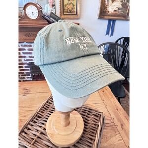 JC New York NY Embroidered Baseball Cap Sage Green Washed Cotton Adjustable Hat